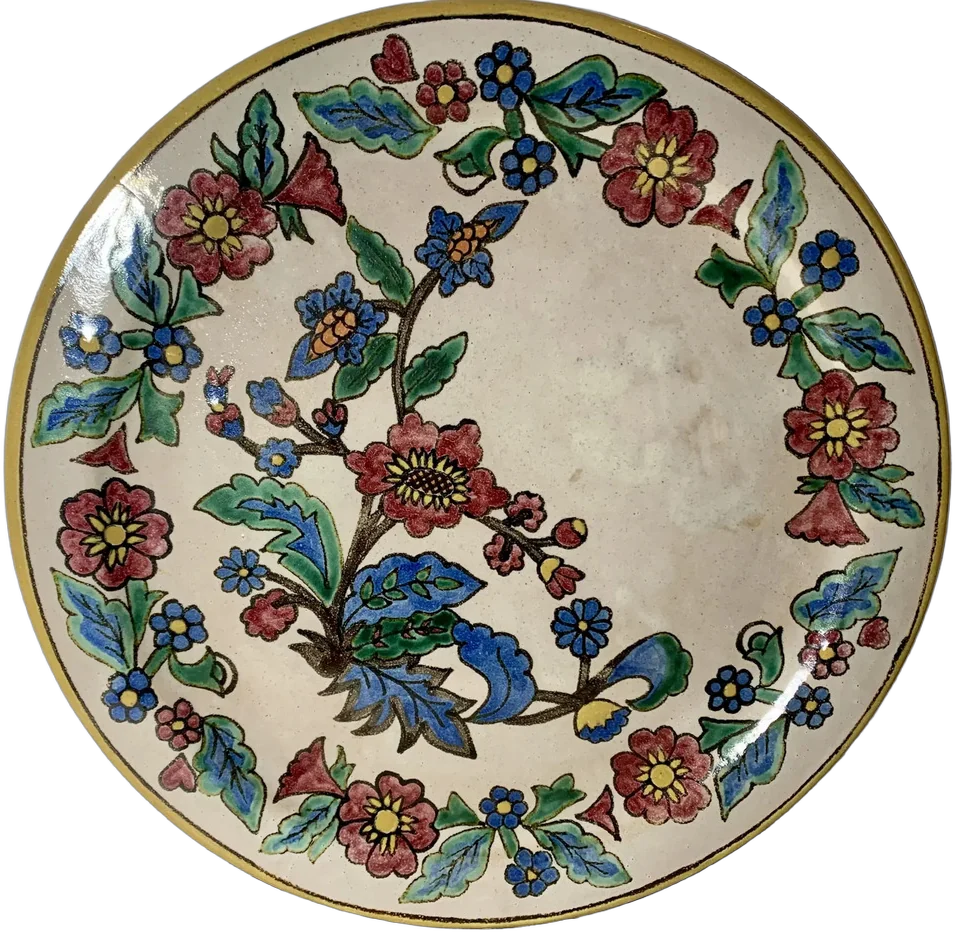 Vintage Platon Talavera Flores Lilas Y Rojas Uriarte Multicolor Floreado