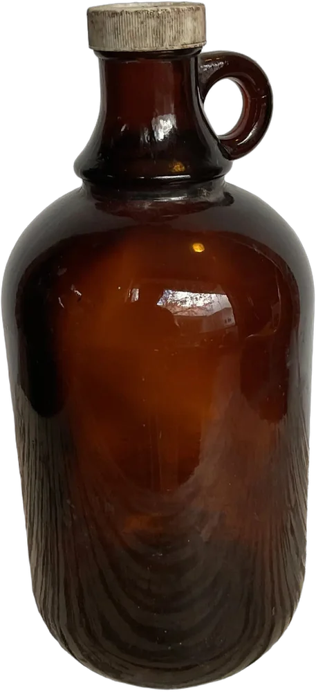 Antigua Botella Ámbar De Botica Con Oreja