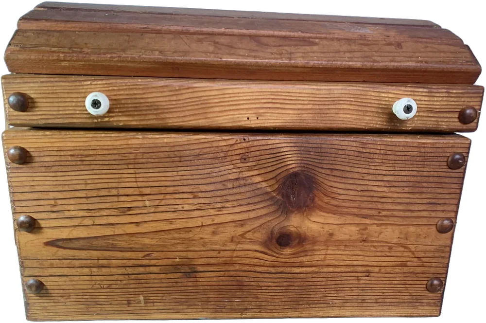 Vintage Baúl Madera Tipo Cofre Usa Marrón Cofre