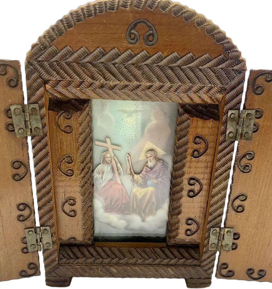 Vintage Péquelo Nicho Religioso Con Iluminación — imagen 1