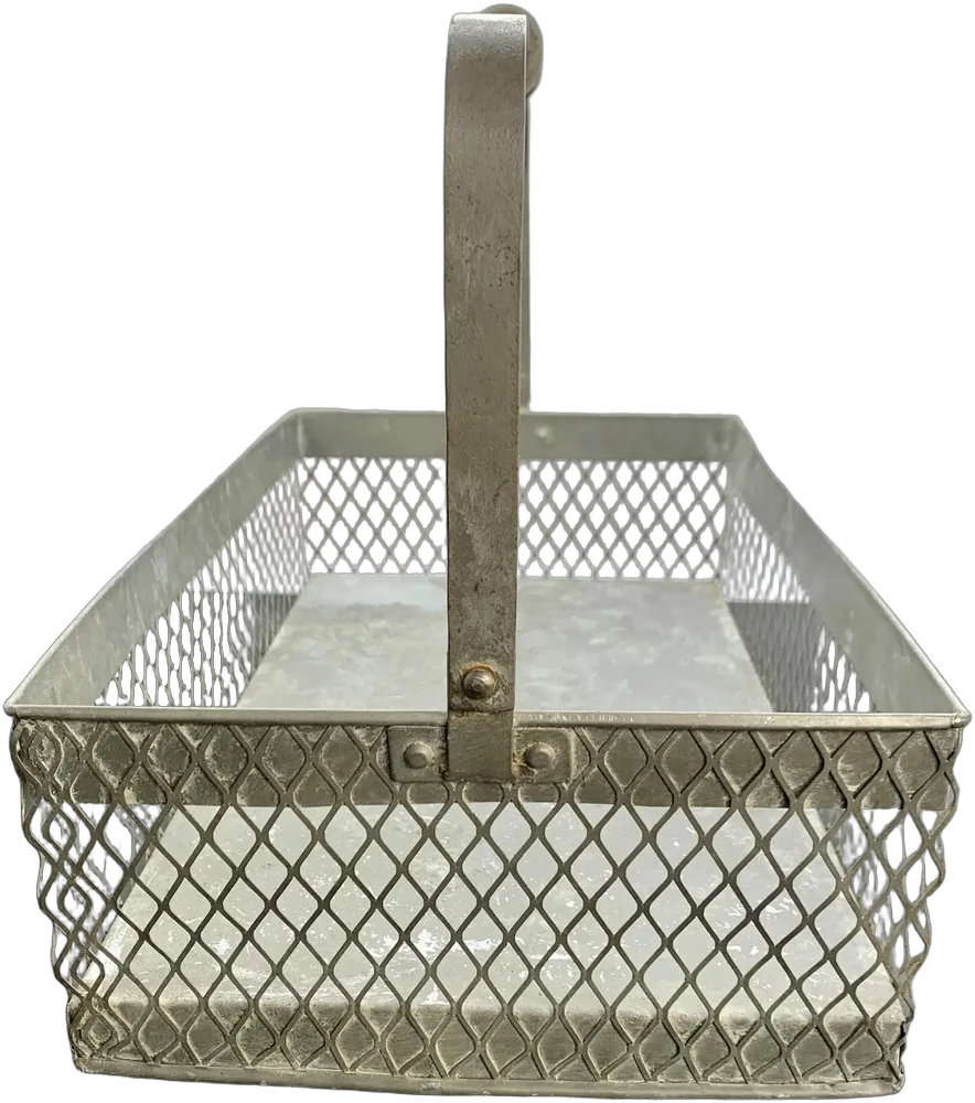 Vintage Canasta Para Ropa Metálica Gris Calado — imagen 1