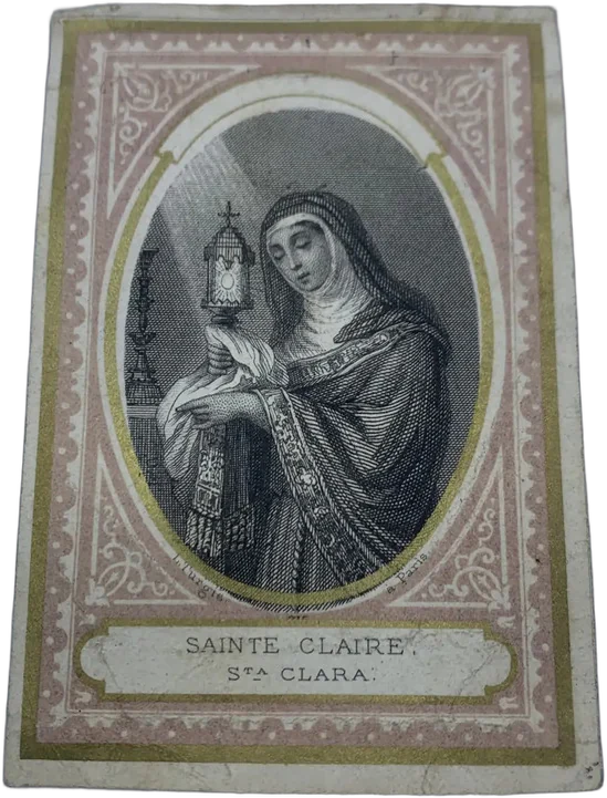 Antigua Estampa Religiosa Santa Clara S. Xix