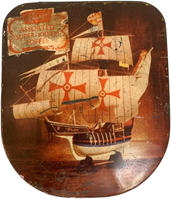 Cajita Antigua Galeón Litografiada