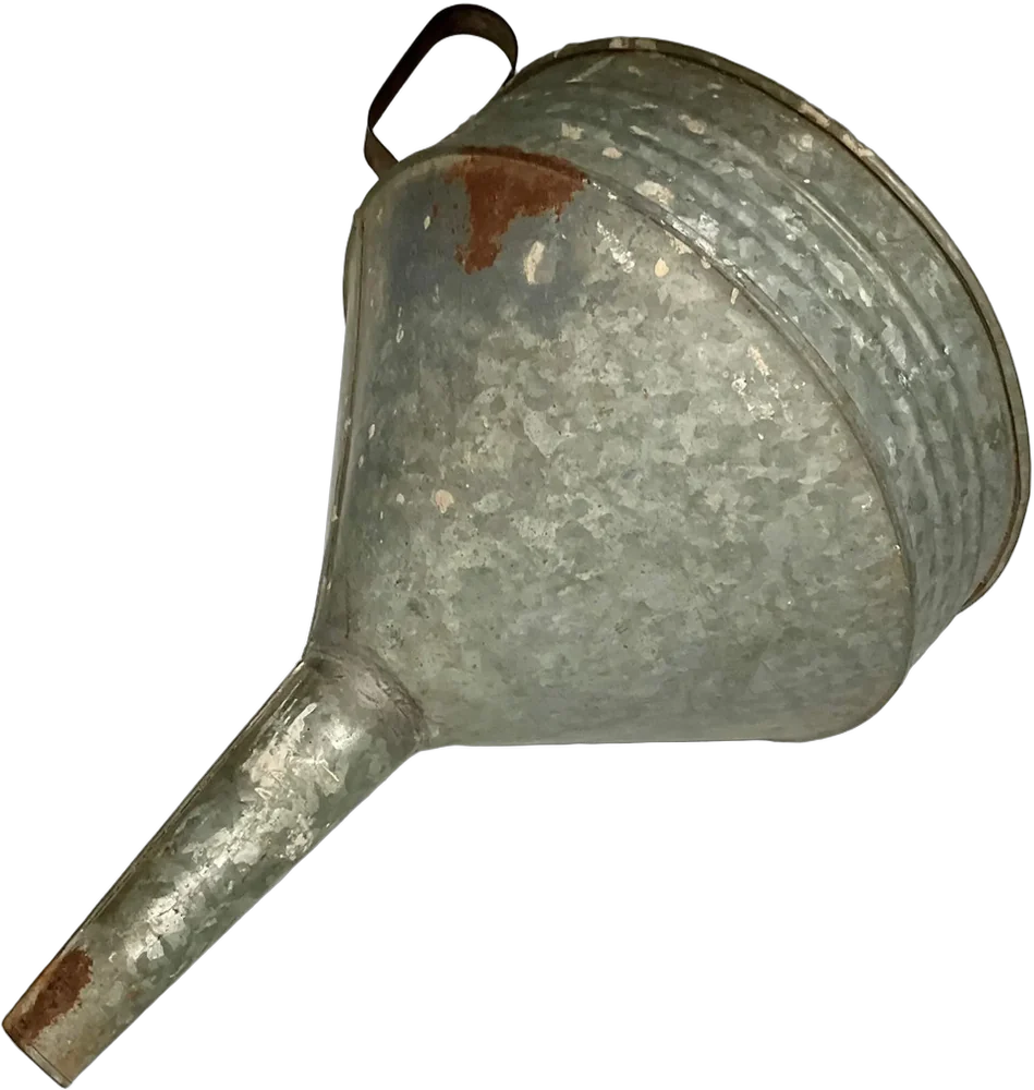 Vintage Embudo Grande Galvanizado Gris