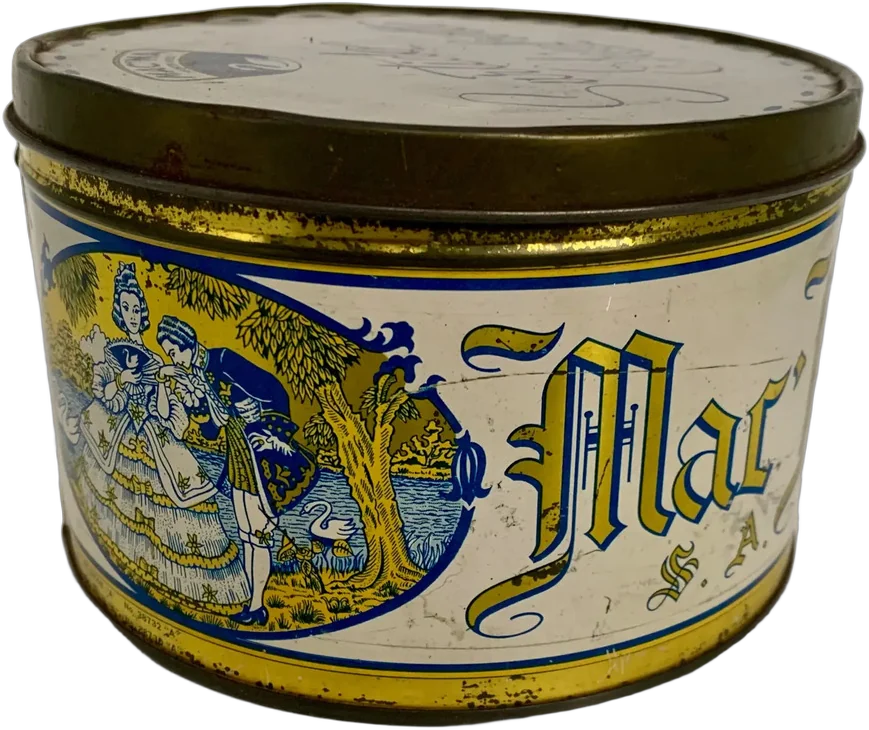 Vintage Cajita Lámina Estaño Macma Sutido Laufrette