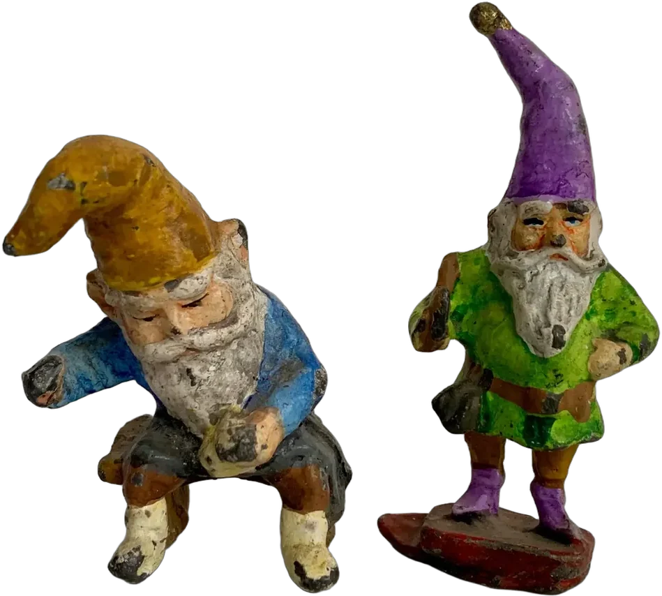 Antiguos Duendes O Gnomos De Plomo Pequeños Multicolor