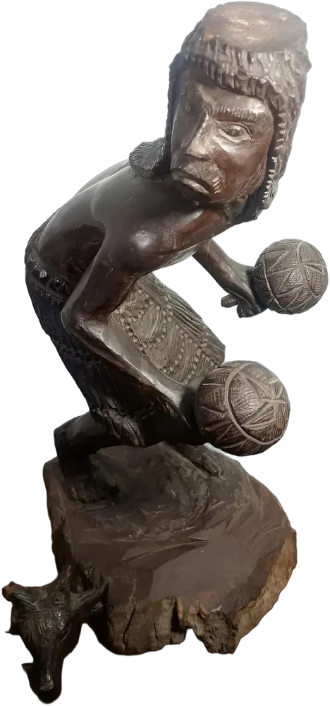 Antigua Escultura Palo Fierro Danza Del Venado Marrón Oscuro