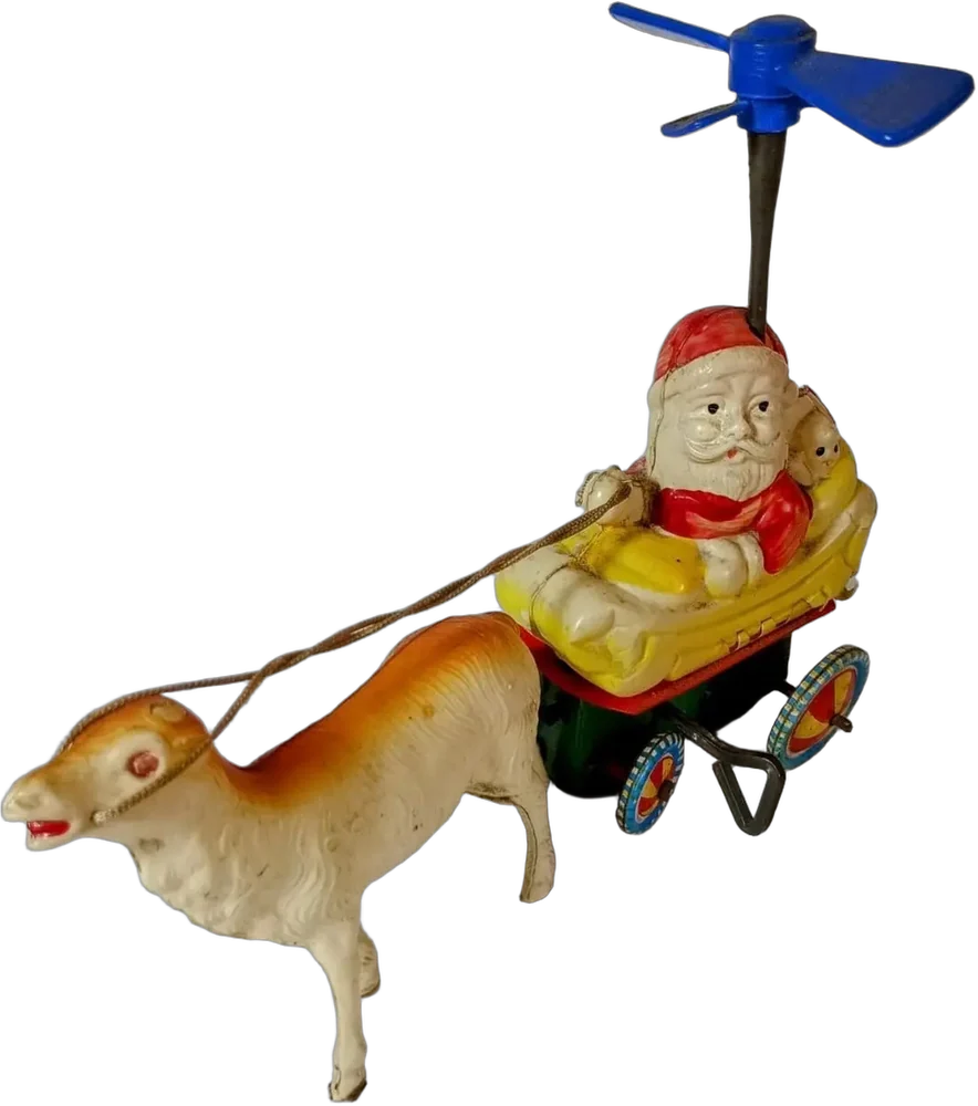 Antiguo Trineo Santa Claus Lámina Y Celuloide — imagen 1
