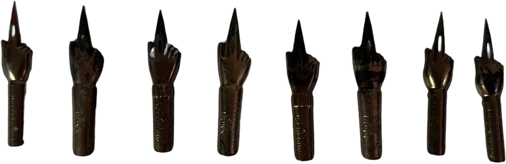 Antiguas Puntas De Pluma Para Caligrafía Tipo Mano Dorado Oscuro Cualquiera