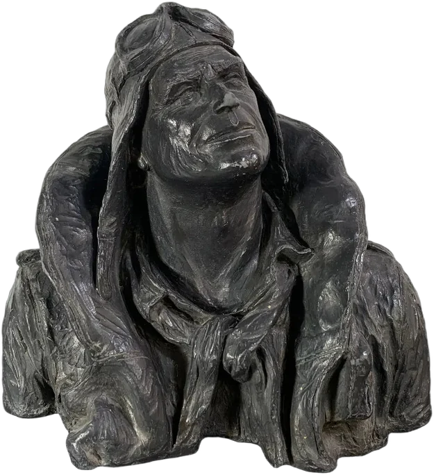 Vintage Busto Charles Lindbergh Acabado Negro Resina Negro