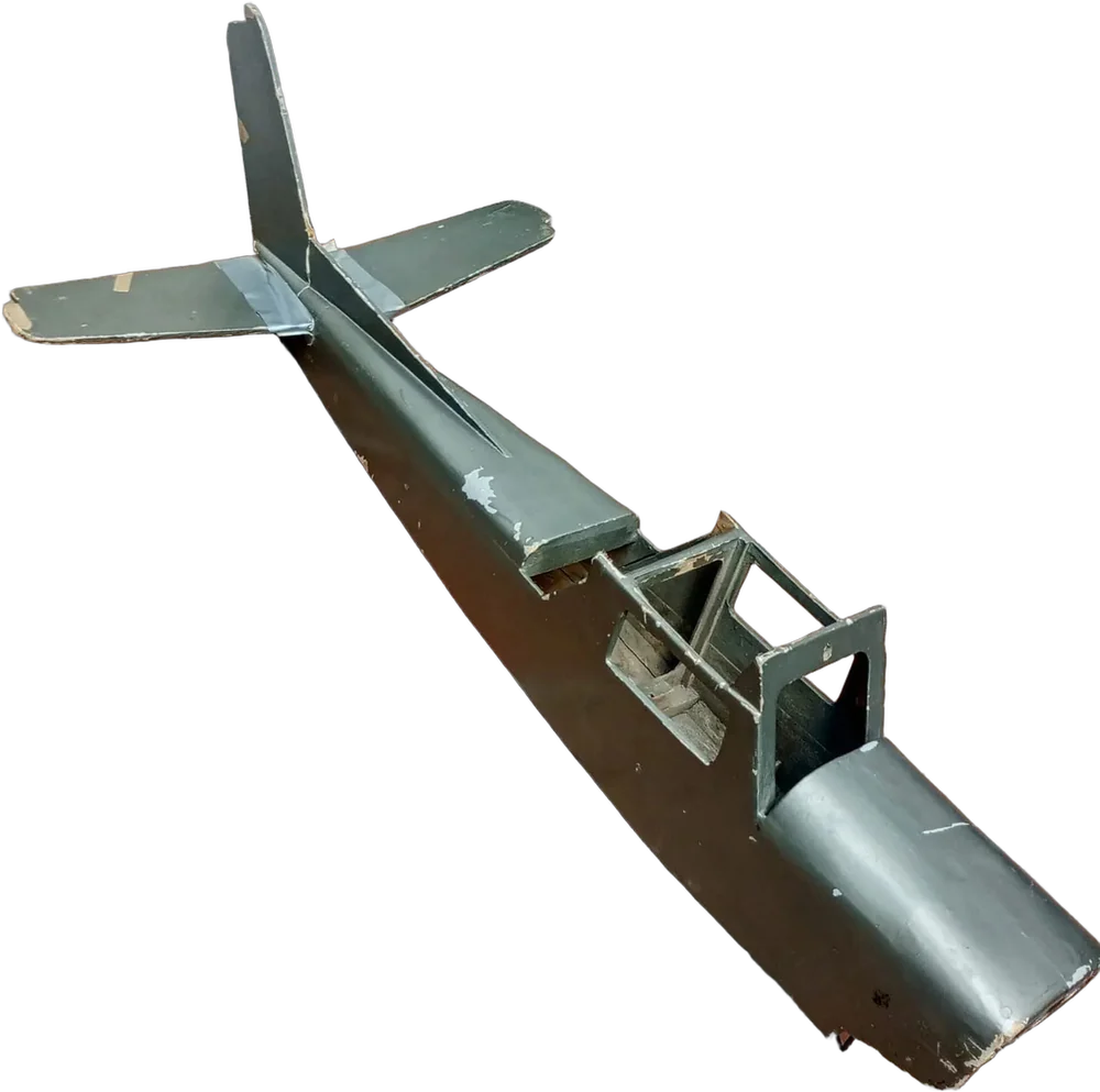 Vintage Fuselaje Aeromodelismo Incompleto Dañado Decoración Gris