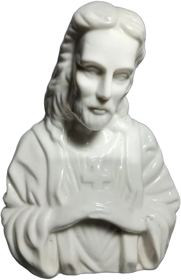 Vintage Busto Jesús Orando Porcelana Blanca Blanco