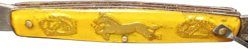 Antigua Navaja De Bolsillo Caballos Pm Atlas Amarillo — imagen 1