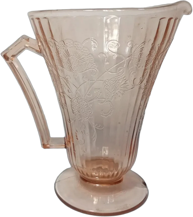 Antigua Jarra Estilo Art Deco Vidrio Rosa Rosa Claro