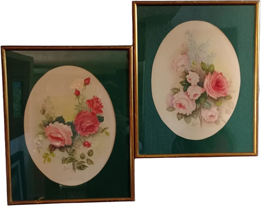 Vintage Cuadros Rosas Al Pastel