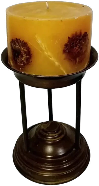 Vintage Porta Vela Y Vela Laton Dorado Oscuro