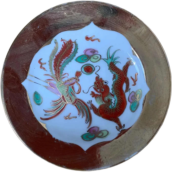 Plato Decirativo Old Bone China Vintage Dorado Naturaleza