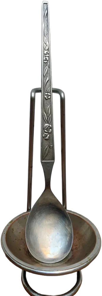 Vintage Cuchara Y Soporte Metal