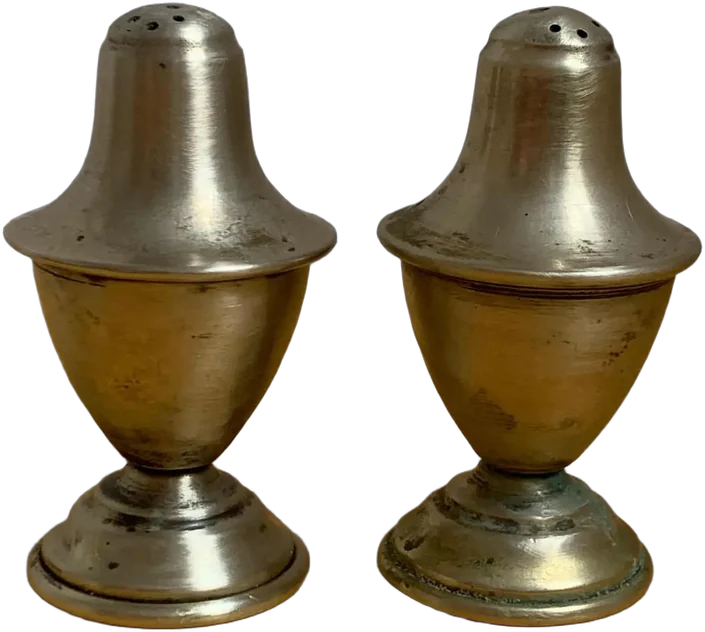 Salero Y Pimientero Bronce Plateado Antiguos Plateado