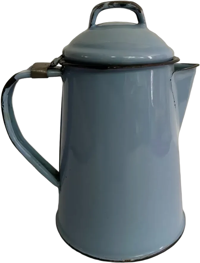 Antigua Cafetera Peltre Chica Azul Celeste Azul Celeste
