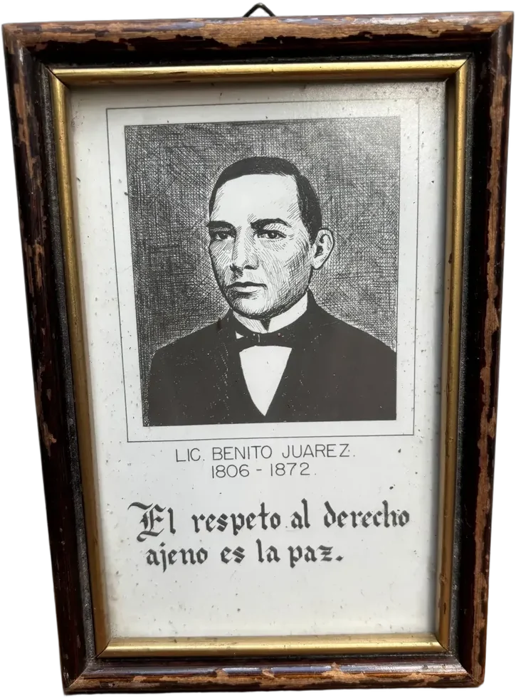 Antiguo Dibujo A Tinta De Benito Juárez