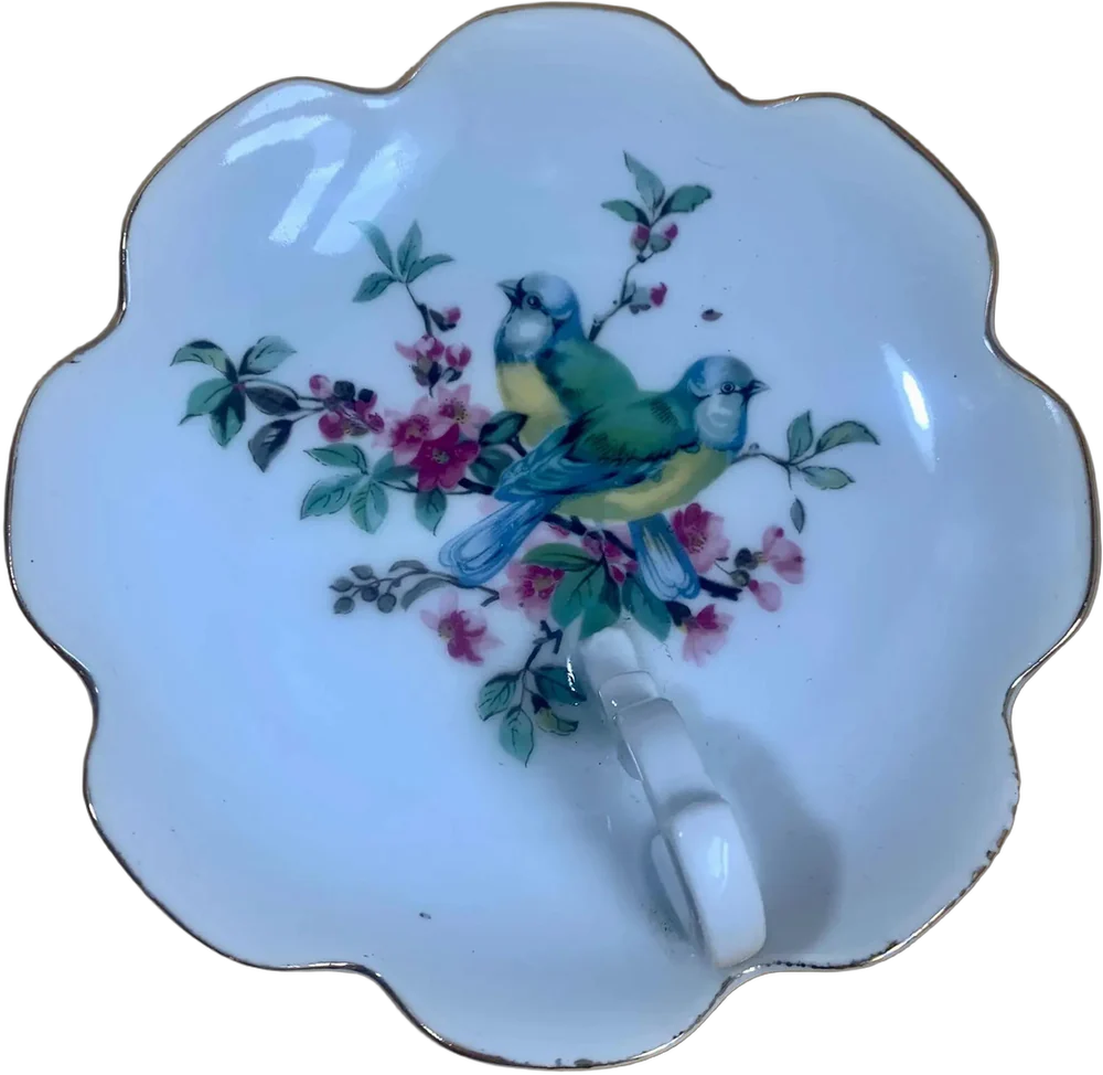 Plato Para Dulces Galletas Porcelana Royal Crown Vintage Blanco Pájaros