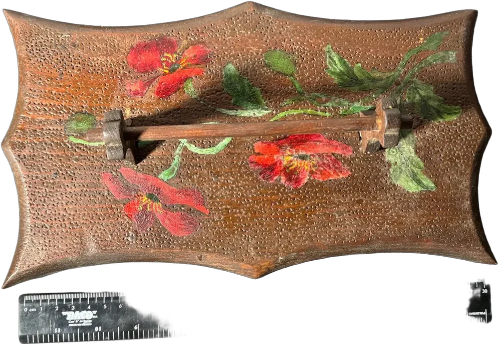 Antiguo Toallero De Madera Decoración Con Flores — imagen 1