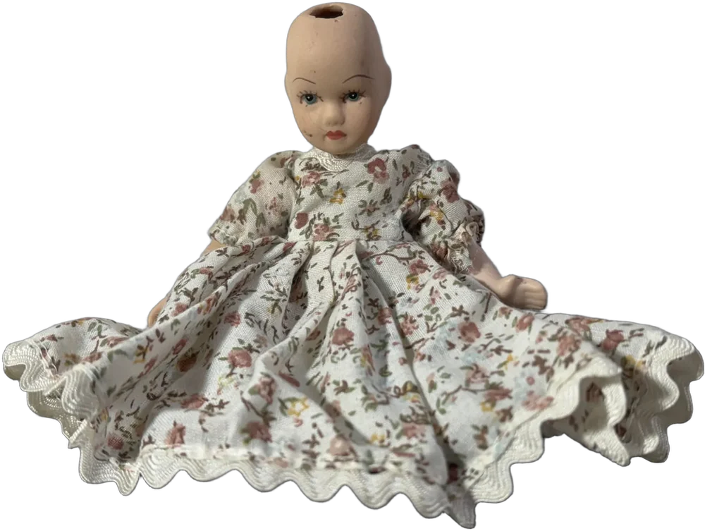 Antigua Muñeca Biscuuit Con Vestido Original 1870-1900