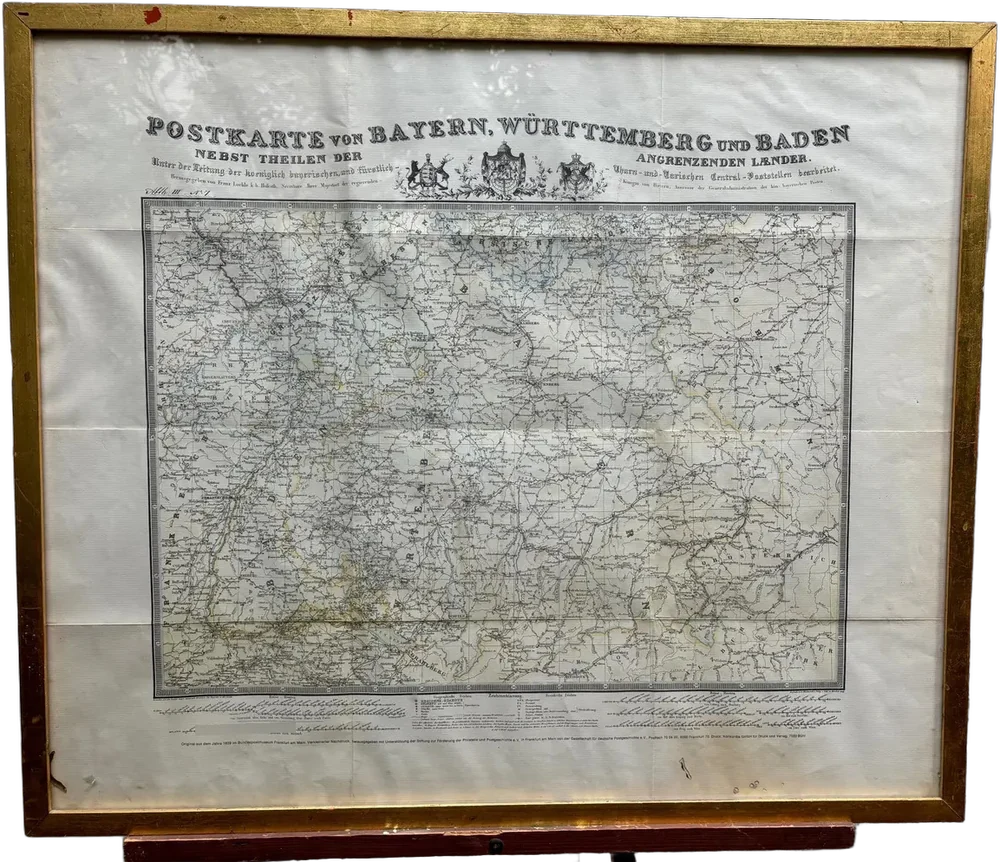 Antiguo Mapa Postal Se Ha Región De Baviera. Alemania, Xix — imagen 1