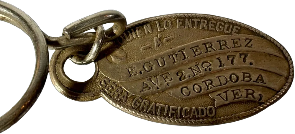 Antiguo Llavero Identificador Córdoba, Veracruz Plateado