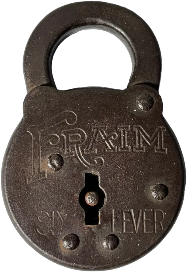 Antiguo Candado Hierro Fraim Six Lever S. Xix Sin Llave Gris Oscuro