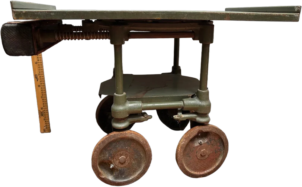 Antigua Mesa Industrial Con Ruedas Para Rieles Coleccionable — imagen 1