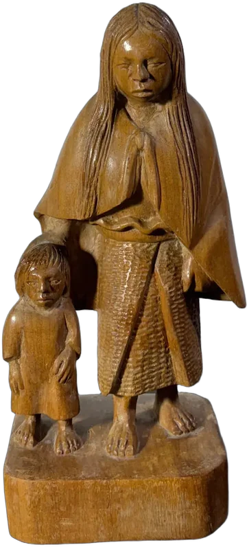 Antigua Figura Mujer Y Niña Indígenas Chiapas