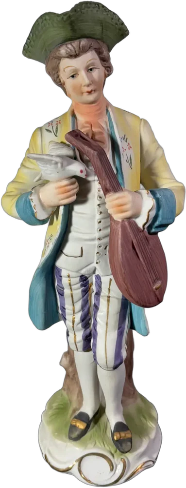 Antigua Figura Porcelana De Músico Japón — imagen 1
