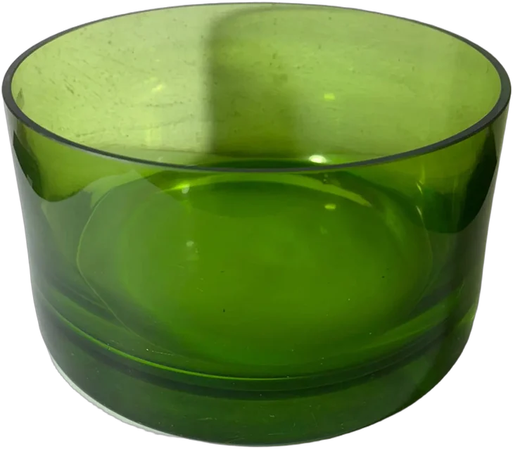 Vintage Centro De Mesa O Frutero Vidrio Krosno Polonia Verde Verde