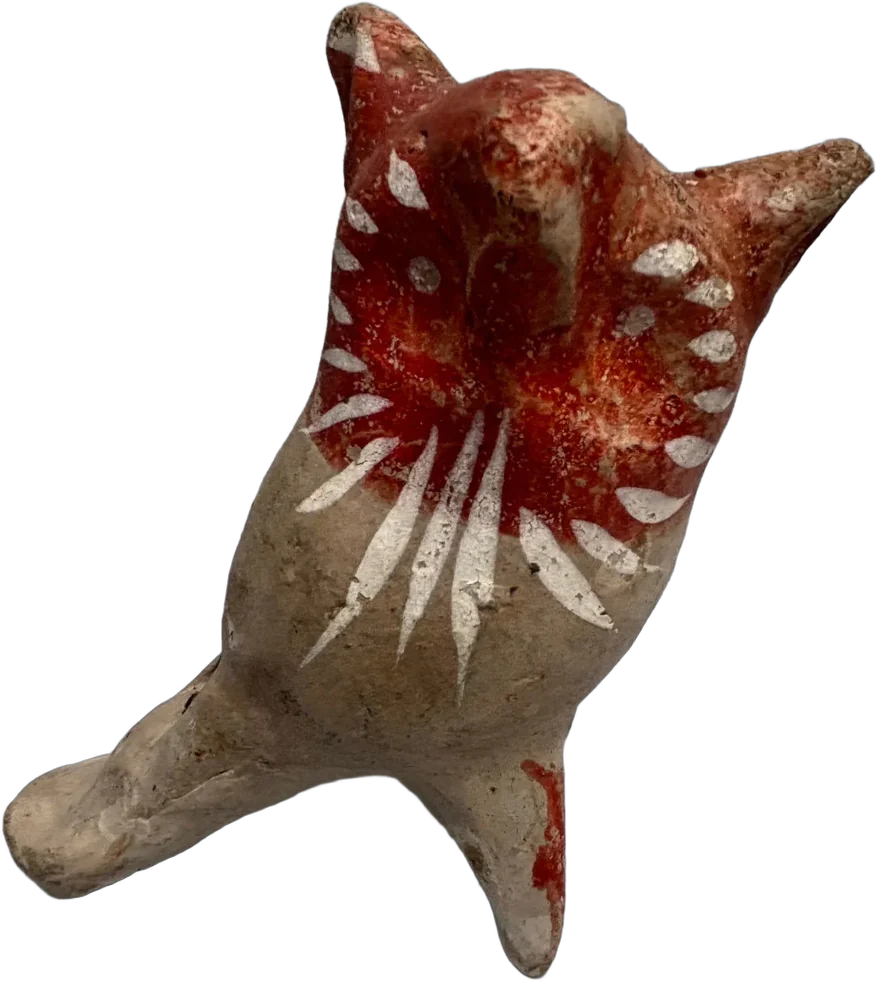 Antiguo Silbato De Barro Artesanal Mexicano Búho — imagen 1