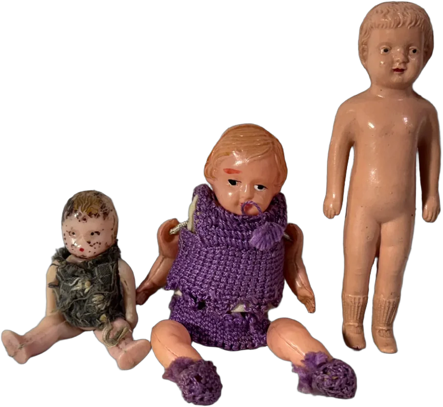 Tres Antiguas Muñecas De Celuloide Coleccionables — imagen 1