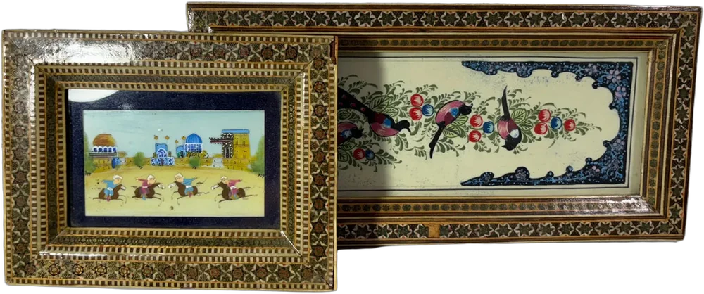 Par De Cuadros Decorativos Estilo Persa Enmarcados Dorado