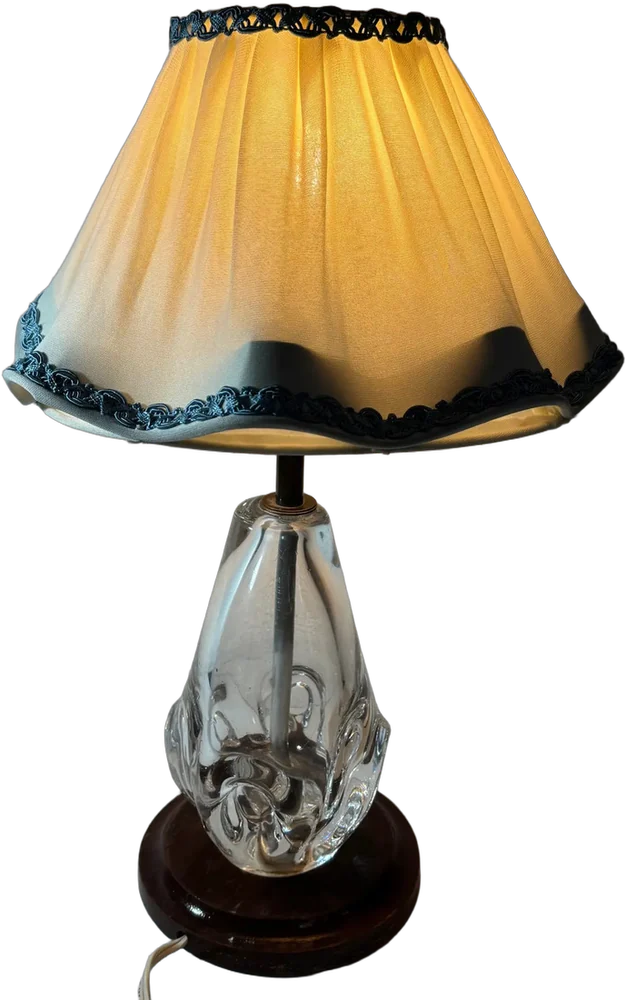 Vintage Lámpara De Mesa Base Cristal De Murano