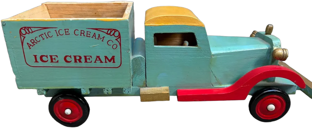 Vintage Camión De Madera Artíc Ice Cream 50s Ice Cream Azul Acero — imagen 1