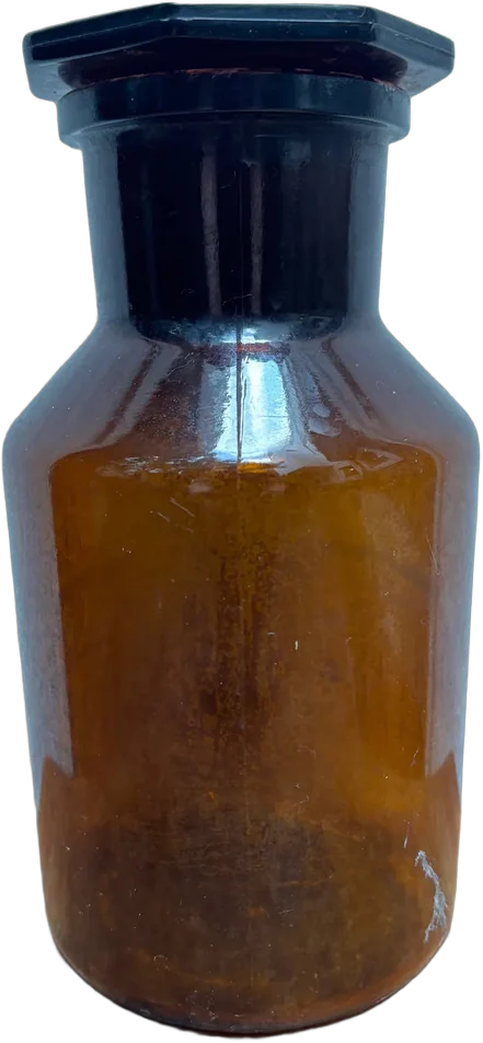 Frasco Antiguo Para Botica Ámbar Tapa Octagonal — imagen 1