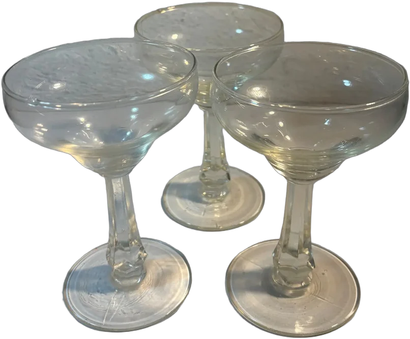 Set De 3 Copas Antiguas Tipo Champañera Transparente