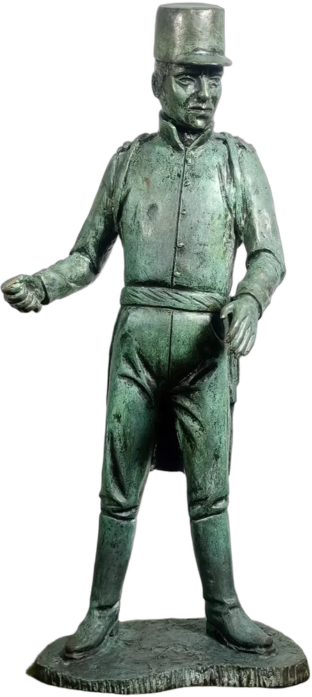 Antigua Escultura De Bronce Soldado Napoleonico Por A Michel Verde Musgo