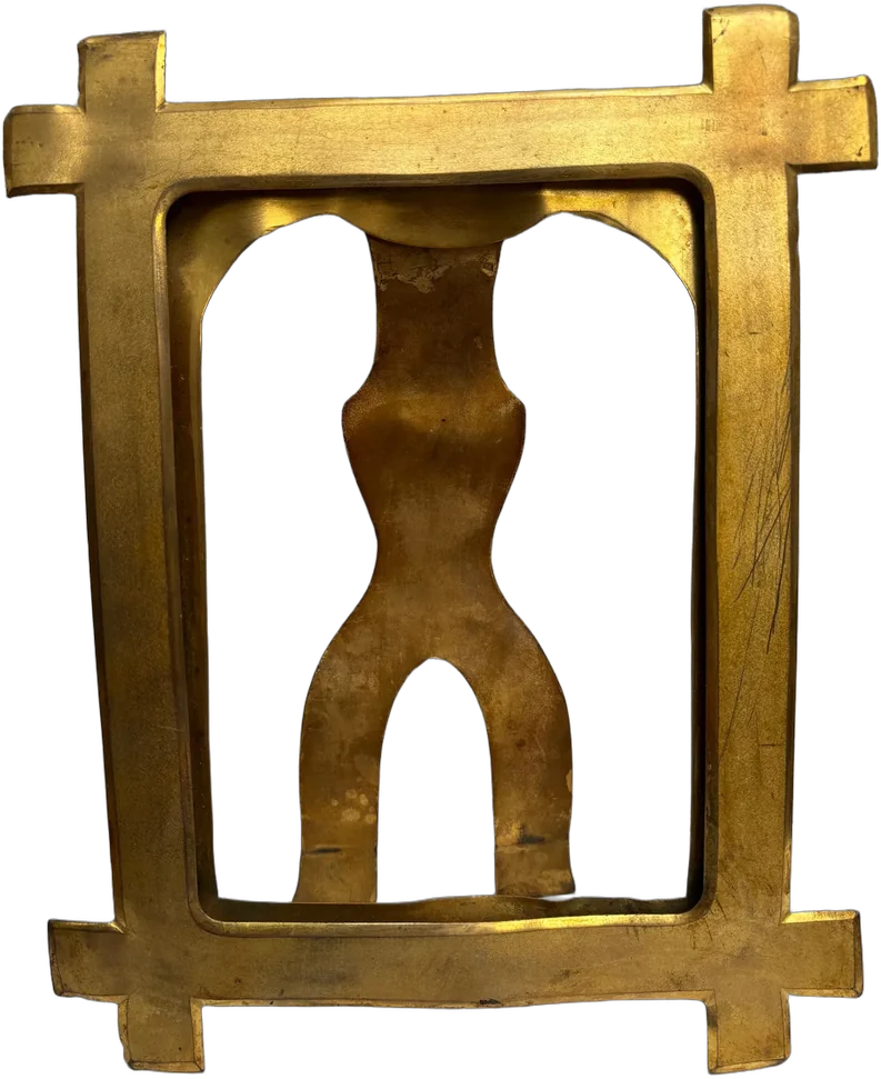 Antiguo Porta Retrato Dorado Curvo Dorado Curvo