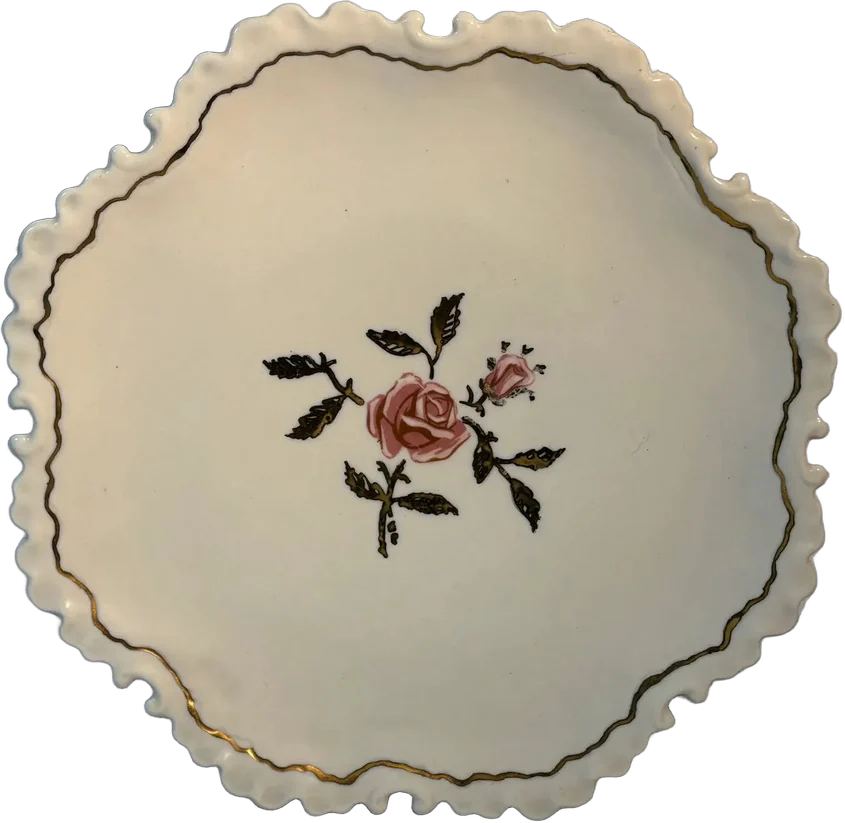Plato Decorativo De Porcelana Rosa Pintado A Mano Multicolor Risa Porcelana Pintada A Mano