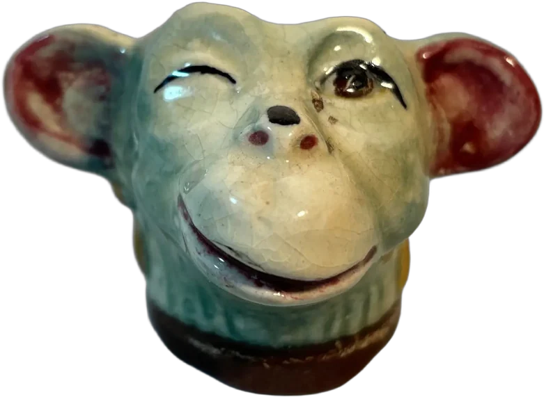 Vintage Figura Mono Guiñando Cuenco Chico — imagen 1