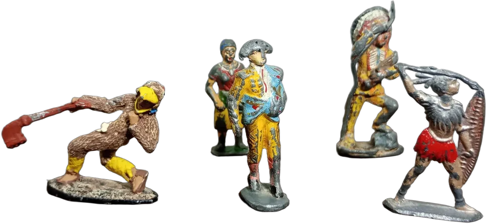 Antiguas Figuras De Plomo Miniaturas Guerreros Lote Rojo