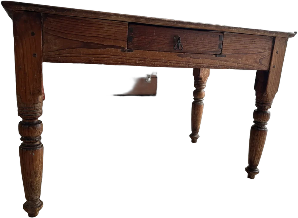 Antigua Mesa Auxiliar Cocina Madera Marrón Claro
