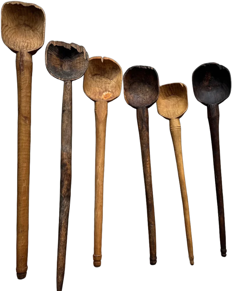 Antiguas Cucharones Artesanales Marrón Claro