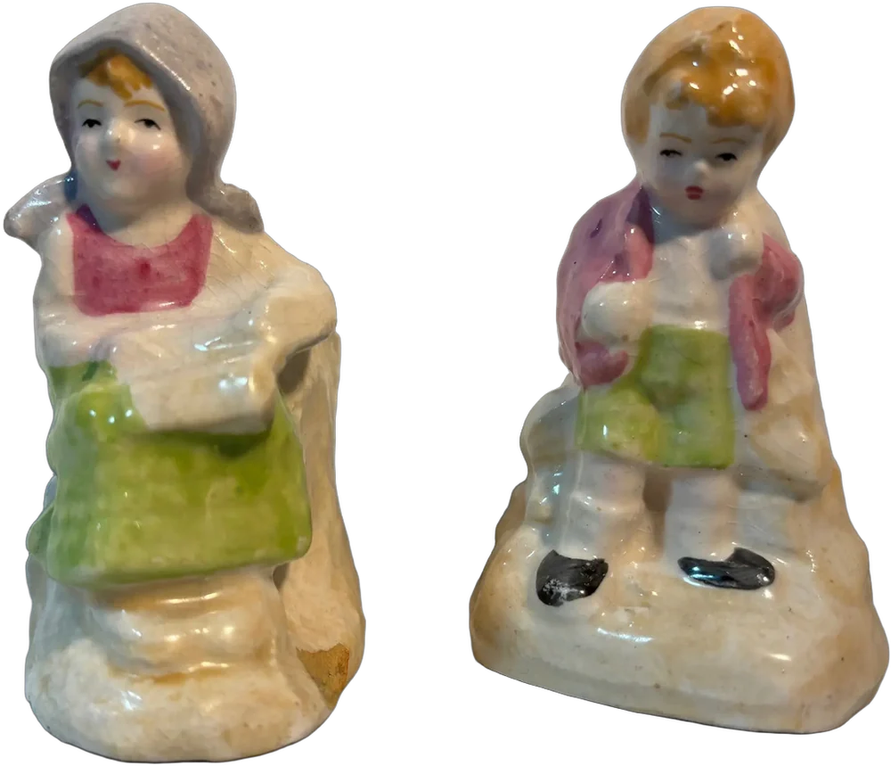 Antiguos Aguinaldos Mayólica Niño Y Niña Ciasa México — imagen 1